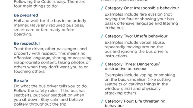 CODE OF CONDUCT FOR SCHOOL STUDENTS TRAVELLING ON BUSES