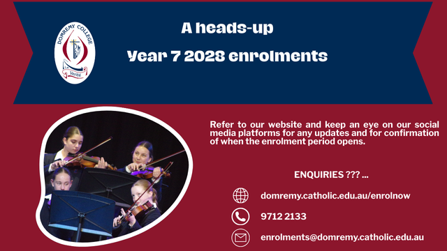 A heads-up: Year 7 2028 Enrolments