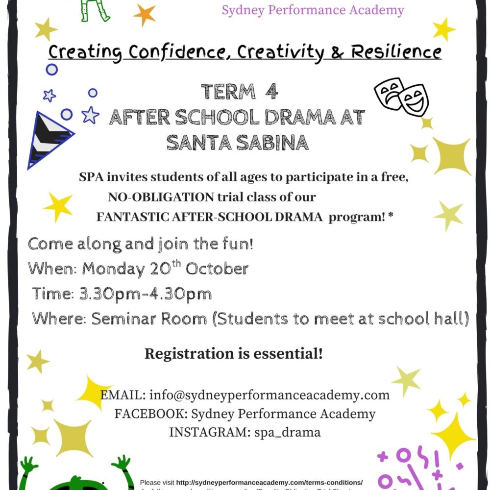 Santa Sabina Term 4 Flyer After School Drama