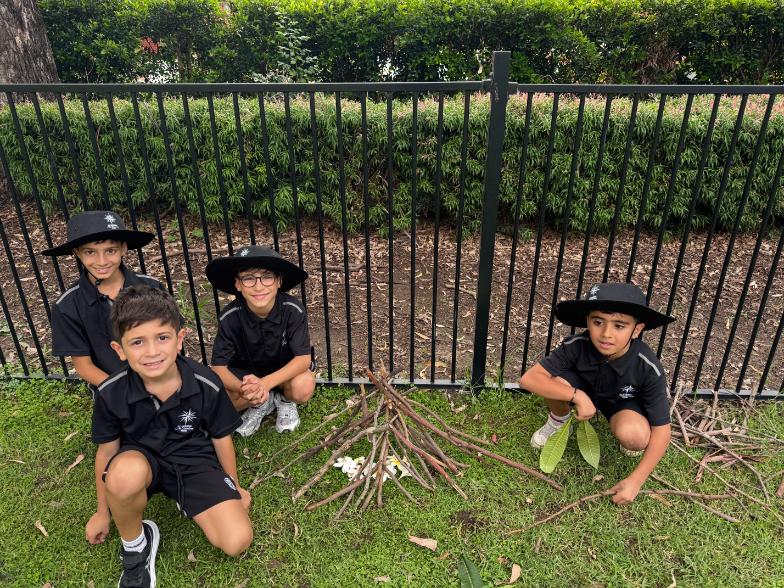 St Dominic the Adventurer – rock and stick art sculpture: Badge of Prayer for Year 3